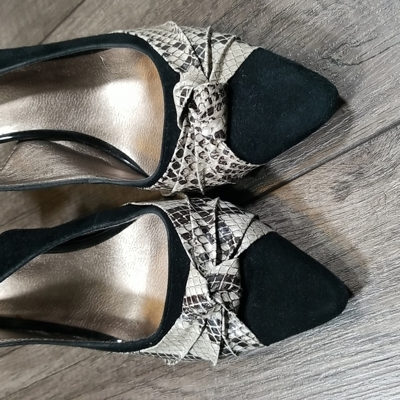 Moda Spana Suede and Snake Skin Print Heels Size 8.5M - Picture 7 of 7